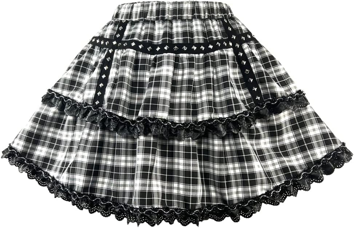 Goth Skirt Lace Rivet Skirt