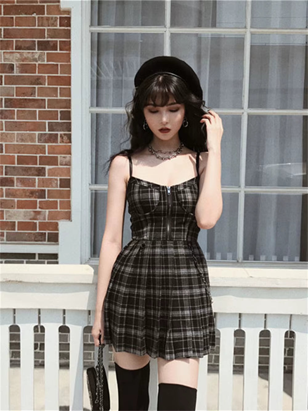 Plaid Dress Pleated Mini 